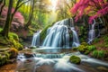 The beautiful waterfall in forest, spring, long exposure Royalty Free Stock Photo