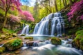 The beautiful waterfall in forest, spring, long exposure Royalty Free Stock Photo