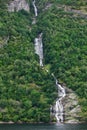 beautiful waterfall Geiranger fjord Royalty Free Stock Photo