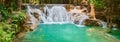 Beautiful waterfall Huai Mae Khamin, Thailand. Panorama Royalty Free Stock Photo