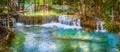 Beautiful waterfall Huai Mae Khamin, Thailand. Panorama