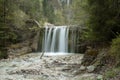 Beautiful waterfall human made dam
