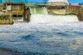 Beautiful waterfall industrial landscape at the beach