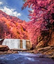 A beautiful waterfall in infrared view
