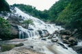 Beautiful waterfall in lush tropical green forest. Nature landscape. Mae Ya Waterfall is situated in Doi Inthanon National Park, Royalty Free Stock Photo