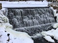 Snowy and icy waterfall in Wisconsin Royalty Free Stock Photo