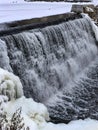 Snowy and icy waterfall in Wisconsin Royalty Free Stock Photo