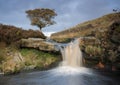 Beautiful waterfall on the moorland in yorkshire Royalty Free Stock Photo
