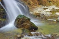 Landscape. Mountain river. Waterfall Lotrisor - Cozia National Park, landmark attraction in Romania Royalty Free Stock Photo