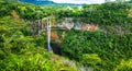 Beautiful waterfall in National park of Mauritius Chamarel