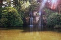 Beautiful waterfall in a park in the Netherlands Royalty Free Stock Photo