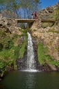 Beautiful waterfall in Penedo Furado Passadico walkway in Vila de Rei, Portugal