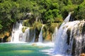Beautiful waterfall on Plitvice Lakes, Croatia . The best big beautiful Croatian waterfalls, mountains and nature