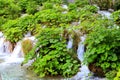 Beautiful waterfall on Plitvice lakes, national park, Croatia in spring and summer. beautiful Croatian waterfalls, mountains and