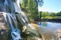 Beautiful waterfall in Sapokka water park. Kotka, Kymenlaakso province, Finland.