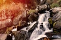 Beautiful waterfall of silky water going down the mountain