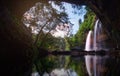 Beautiful waterfall in jungle, Haew Suwat Waterfall Royalty Free Stock Photo