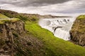 Beautiful waterfall and surrounding landscape of Gullfoss Waterfall Iceland Royalty Free Stock Photo