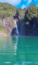 beautiful waterfall on Tagua Tagua lake in Puelo Valley, Chilean Patagonia