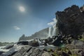 Beautiful waterfall in the Thingvellir area in Iceland, where tectonic plates meet. Lush waterfall taken with long exposure