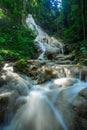 Beautiful waterfall in the tropical forest of Asia in Thailand Royalty Free Stock Photo