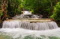 Beautiful waterfall in tropical rain forest at Kanchanaburi province, Thailand Royalty Free Stock Photo