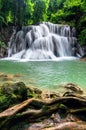 Beautiful waterfall in tropical rainforest at Kanchanaburi province, Thailand Royalty Free Stock Photo