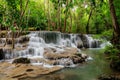 Beautiful waterfall in tropical rain forest at Kanchanaburi province, Thailand Royalty Free Stock Photo