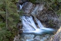 Beautiful waterfall Wodogrzmoty Mickiewicza in Polish Tatra mountains near Zakopane Im Poland. Mountain stream cascade long time e