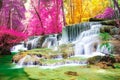 Beautiful waterfall in wonderful autumn forest of national park, Huay Mae Khamin waterfall, Kanchanaburi Province Royalty Free Stock Photo