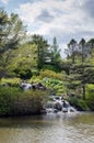 Beautiful waterfalls in the Chicago Botanic Gardens Royalty Free Stock Photo