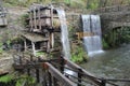 Beautiful waterfalls in the museum of water mills in Asturias Spain