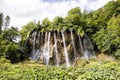 Beautiful waterfalls in Plitvice Lakes National Park in summer