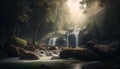 Beautiful Waterfalls in a rainforest. AI Generated