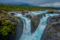 Beautiful waterfalls in Saltos de Petrohue, Chile Royalty Free Stock Photo