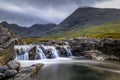 Beautiful waterfalls in Scotland mountains