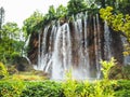 Beautiful waterfalls surrounded by lush greenery in Plitvice Lakes National Park. Croatia Royalty Free Stock Photo