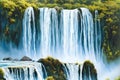 Beautiful waterfalls, watercolor painting. AI generated