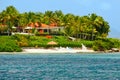 Beautiful waterfront home with beach on Antigua Royalty Free Stock Photo