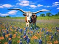 Beautiful longhorn bull Made With Generative AI illustration