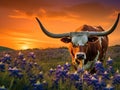 Beautiful longhorn bull Made With Generative AI illustration