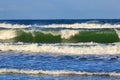 Beautiful waves of the Baltic Sea in Sobieszewo, Poland