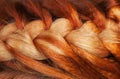 Beautiful weaving of red hair in a hairdresser.