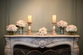 Beautiful Wedding Arrangements on a Mantlepiece Royalty Free Stock Photo