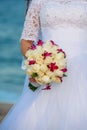 Beautiful wedding bouquet in bride`s hand Royalty Free Stock Photo