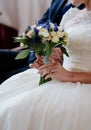 Beautiful wedding bouquet in bride`s hands. Bride with wedd bouquet Royalty Free Stock Photo