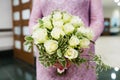 Beautiful wedding bouquet in bride`s hands Royalty Free Stock Photo