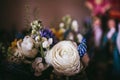 Beautiful wedding bouquet of different white, blue, green Royalty Free Stock Photo