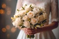 Beautiful wedding bouquet in hands of the bride.AI generated