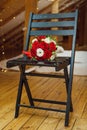 Beautiful wedding bouquet lying on a chair Royalty Free Stock Photo
